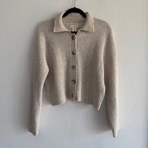 Collared Cozy Knit Beige Carigan